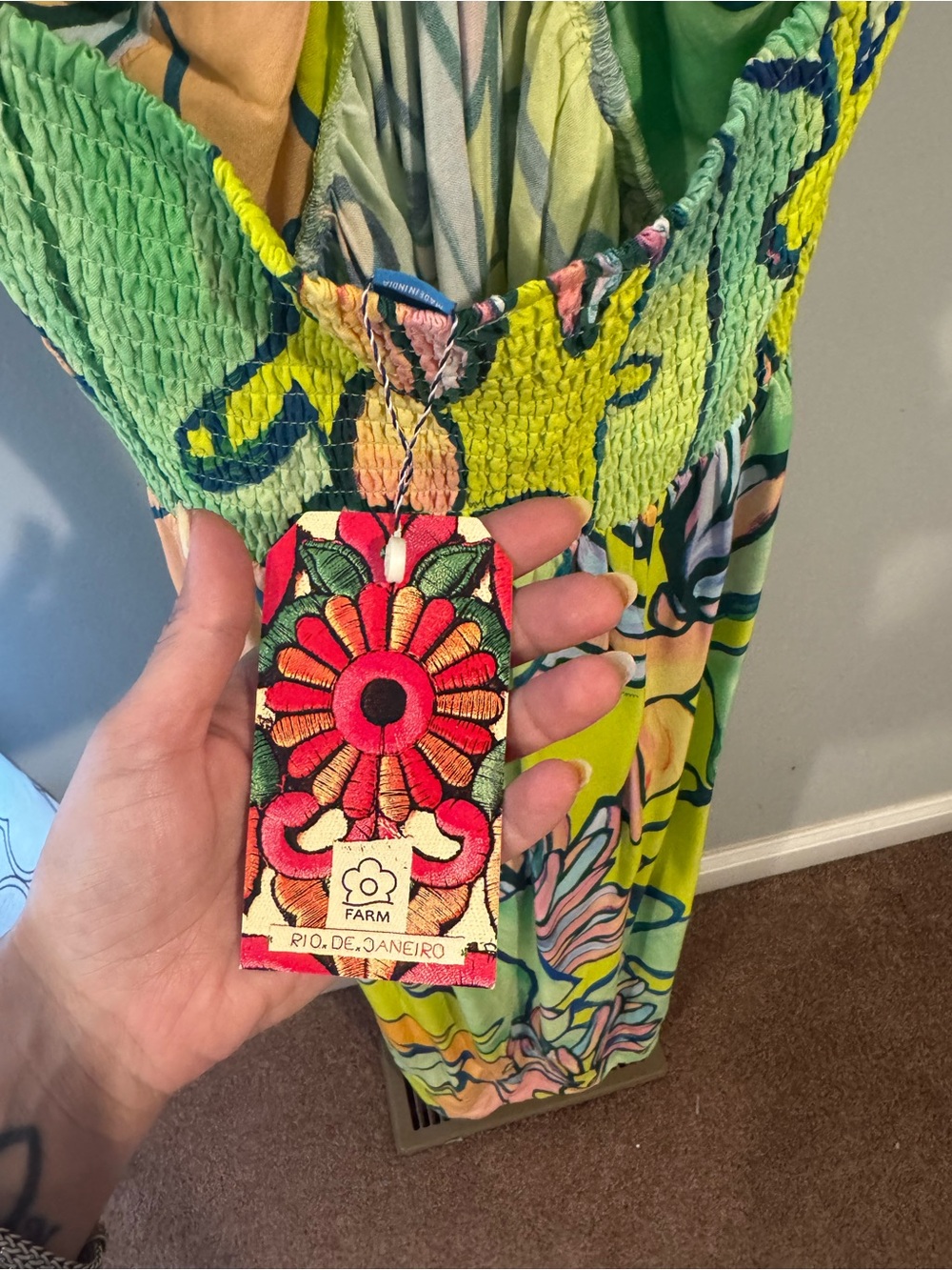 Farm Rio Tropical Floral Halter Maxi Dress - Size M - Picture 7 of 8